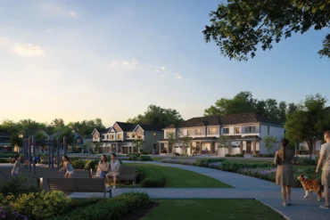 Neighbourhood park beside homes at Magnolia by Caivan in Stittsville, Ottawa