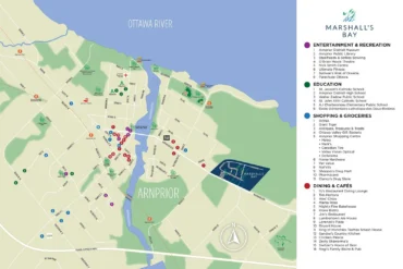 Marshalls Bay Arnprior neighbourhood amenities map by eQ Homes