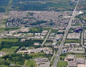 Aerial view of Kanata, Ottawa near Northwoods by Mattamy Homes