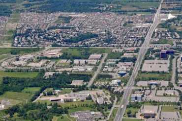 Aerial view of Kanata, Ottawa near Northwoods by Mattamy Homes