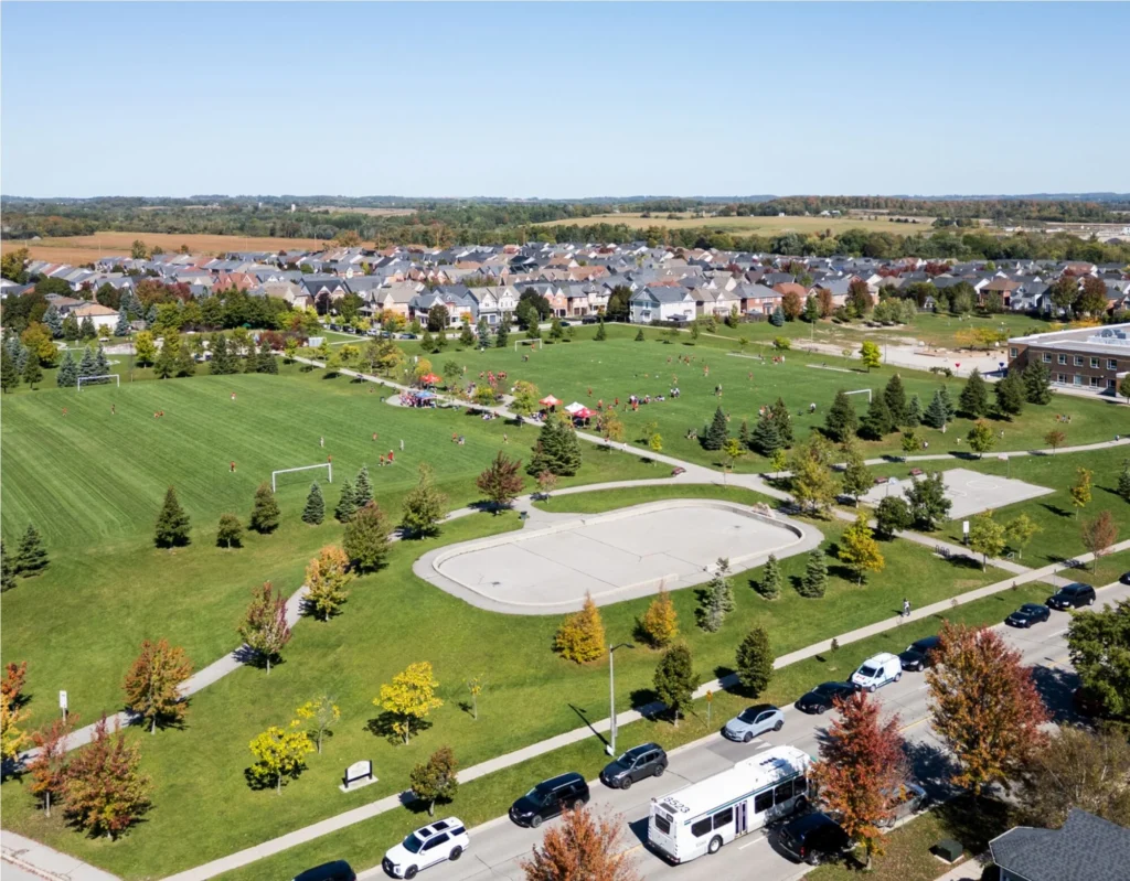Aerial view of a park near Ashburn Hills by Mattamy Homes in Whitby
