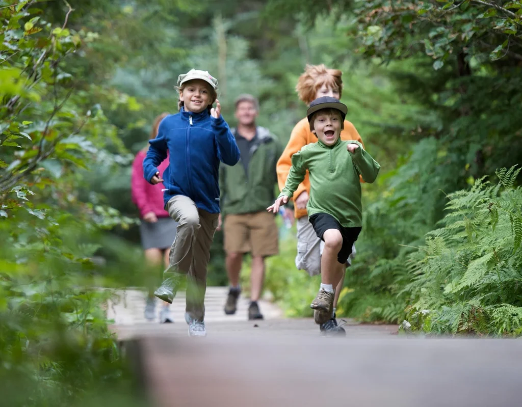 Children running on a trail near Vicinity West in Barrie