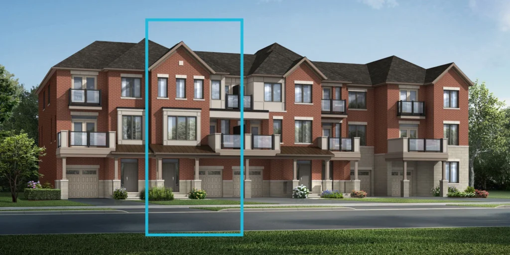 Brick townhome elevation at Union by Mattamy Homes in Mount Pleasant, Brampton