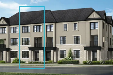 Corner townhome elevation at Union by Mattamy Homes in Mount Pleasant, Brampton