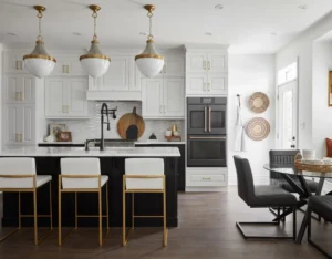 Kitchen with island and pendant lights at Vicinity West by Mattamy Homes in Barrie