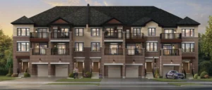 Back-to-back townhomes at WestHaven at Country Lane by Andrin Homes in Whitby