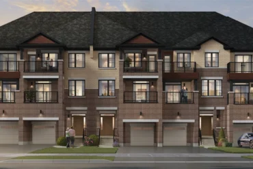 Back-to-back townhomes at WestHaven at Country Lane by Andrin Homes in Whitby