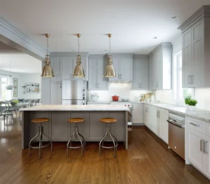 Kitchen with island in a home at Whitby Meadows by Great Gulf in Whitby