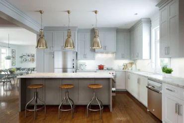 Kitchen with island in a home at Whitby Meadows by Great Gulf in Whitby