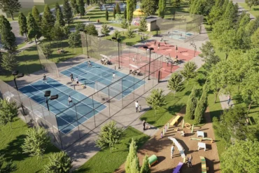 Tennis and basketball courts planned at Wildfield Village by Solmar in Caledon