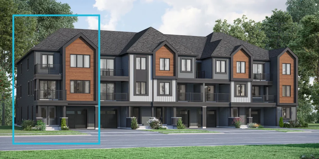 Stacked village townhomes at Wildflowers by Mattamy Homes in Kitchener